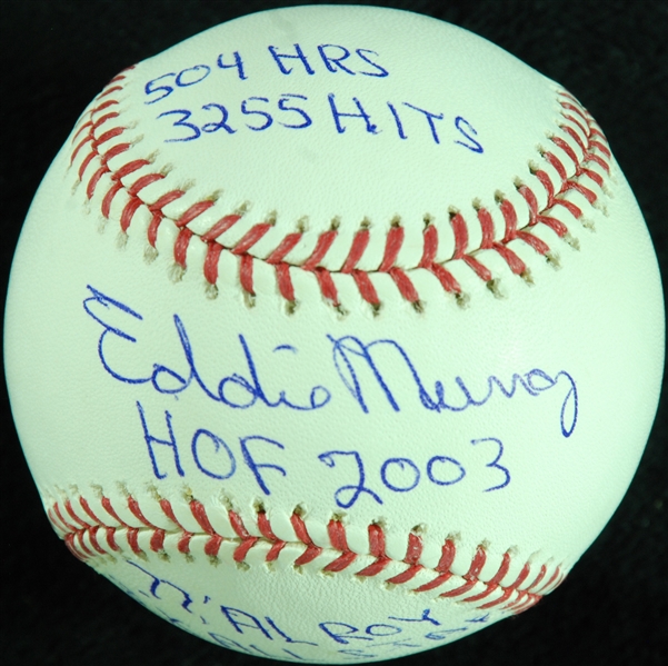 Eddie Murray Single-Signed OML STAT Baseball (JSA)