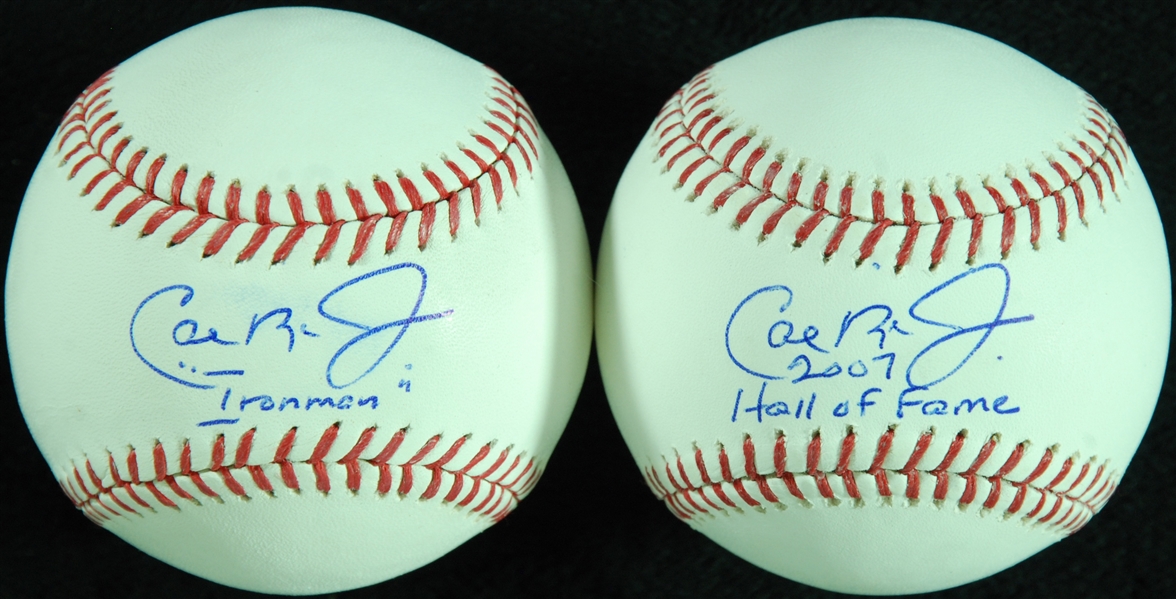 Cal Ripken Jr. Single-Signed OML Baseballs Pair (2) with Unique Inscriptions (Graded PSA/DNA 9)