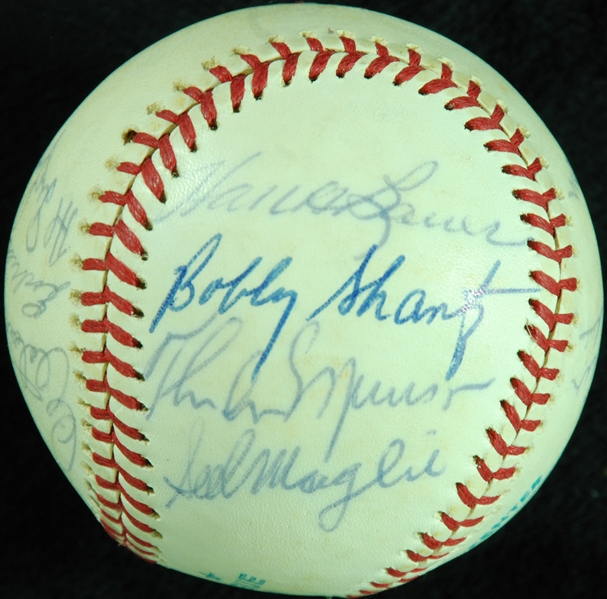 Thurman Munson, 1970s Yankees & Old Timers Multi-Signed Baseball (16) (JSA)