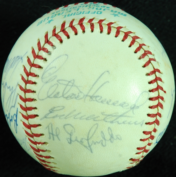 Thurman Munson, 1970s Yankees & Old Timers Multi-Signed Baseball (16) (JSA)