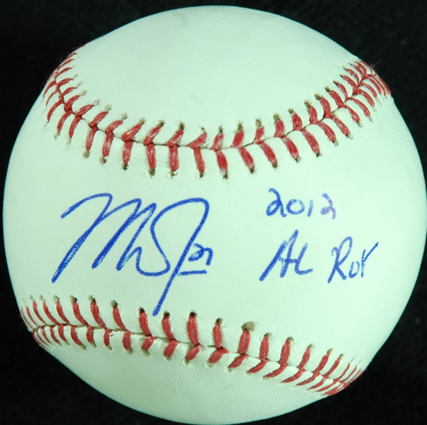 Mike Trout Single-Signed OML Baseball Inscribed 2012 AL ROY (MLB)