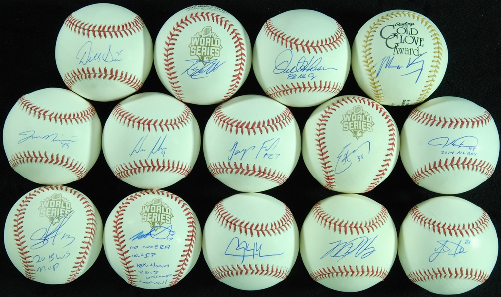 Single-Signed Baseball Group (14) with Kershaw, deGrom, Hershisher