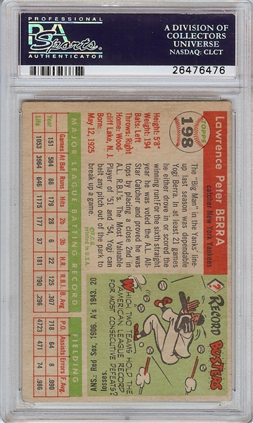 Yogi Berra Signed 1955 Topps No. 198 (PSA/DNA)