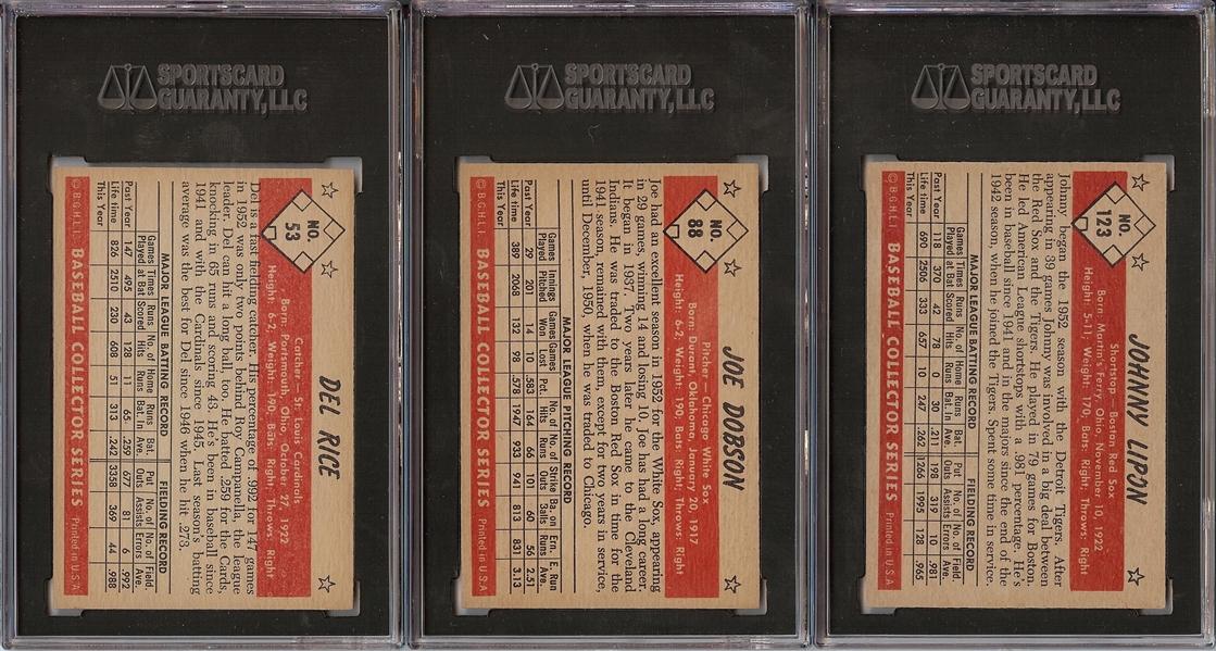 1953 Bowman Color SGC 7 Trio (3) with High Number