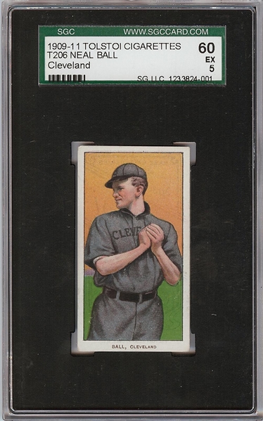 1909-11 T206 Neal Ball (Cleveland) (Tolstoi Back) SGC 5