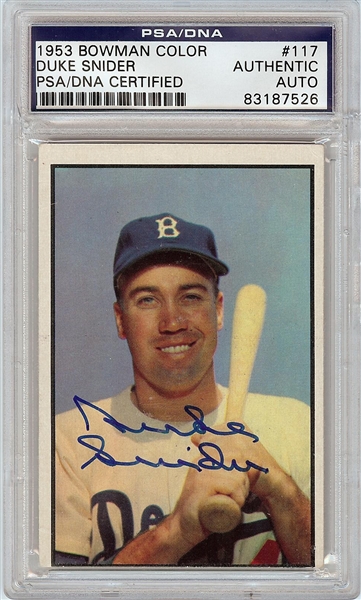 Duke Snider Signed 1953 Bowman Color No. 117 (PSA/DNA)