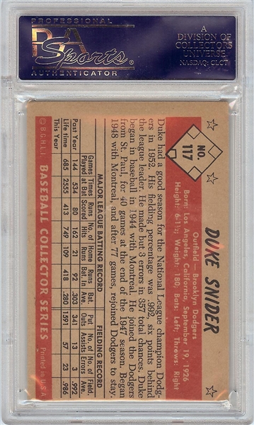 Duke Snider Signed 1953 Bowman Color No. 117 (PSA/DNA)