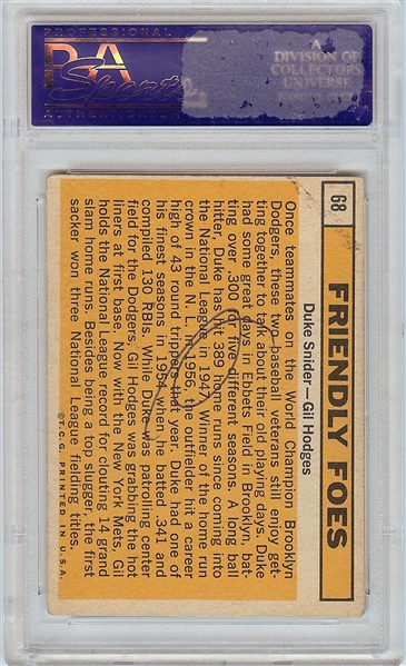 Gil Hodges Signed 1963 Topps Friendly Foes No. 68 (PSA/DNA)