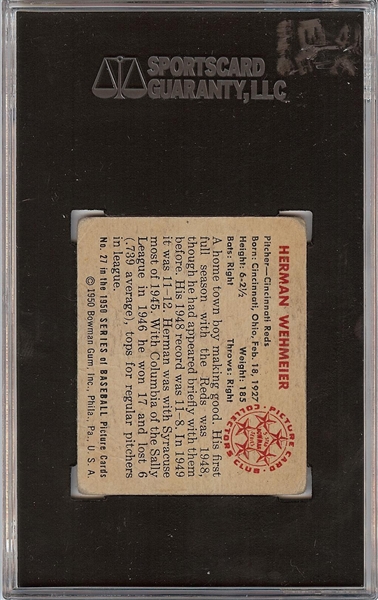 Herman Wehmeier Signed 1950 Bowman No. 27 (SGC)