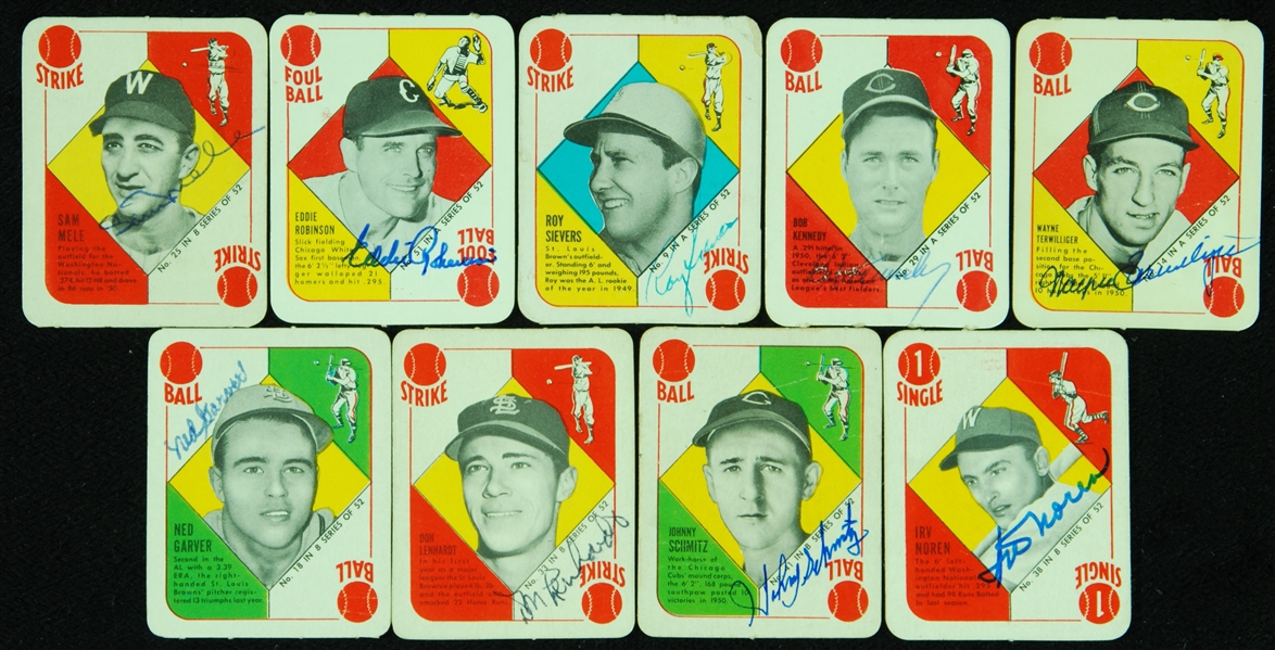 Signed 1951 Topps Red & Blue Backs Group (18)