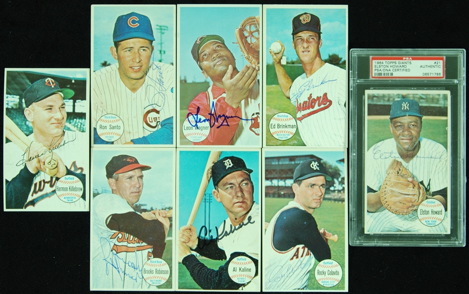 Signed 1964 Topps Giants Group (18) with Elston Howard