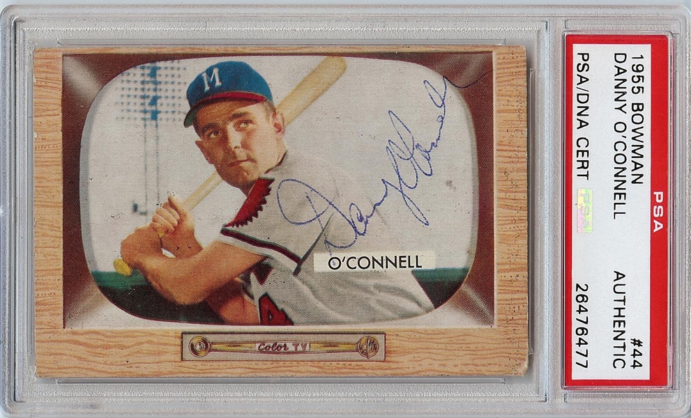 Danny O'Connell Signed 1955 Bowman No. 44 (PSA/DNA)