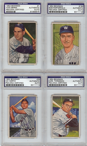 Signed 1952 Bowman Group (38) with Yogi Berra