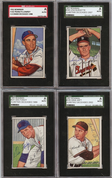 Signed 1952 Bowman Group (38) with Yogi Berra