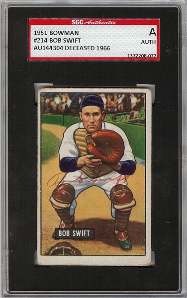 Bob Swift Signed 1951 Bowman No. 214 (SGC)