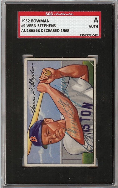 Vern Stephens Signed 1952 Bowman No. 9 (SGC)