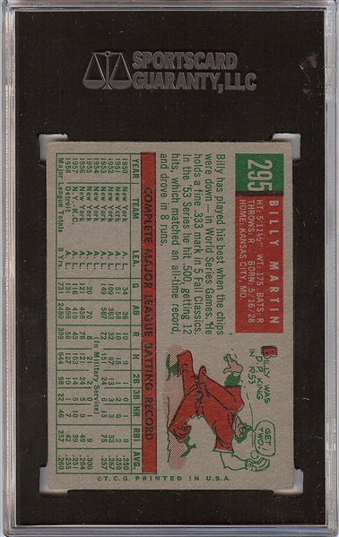 Billy Martin Signed 1959 Topps No. 295 (SGC)