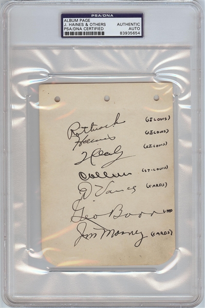 1934 Cardinals Signed Album Page (6) with Dazzy Vance & Jesse Haines (PSA/DNA)