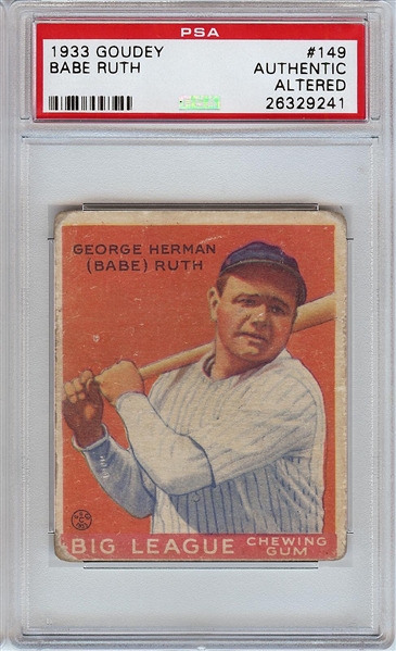 1933 Goudey Babe Ruth No. 149 PSA Authentic