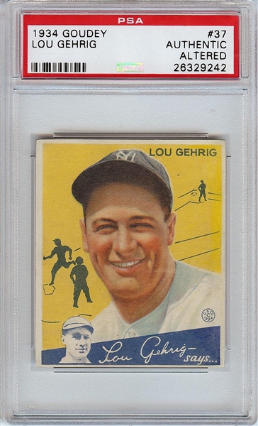 1934 Goudey Lou Gehrig No. 37 PSA Authentic