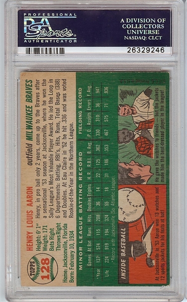 1954 Topps Hank Aaron RC No. 128 PSA Authentic