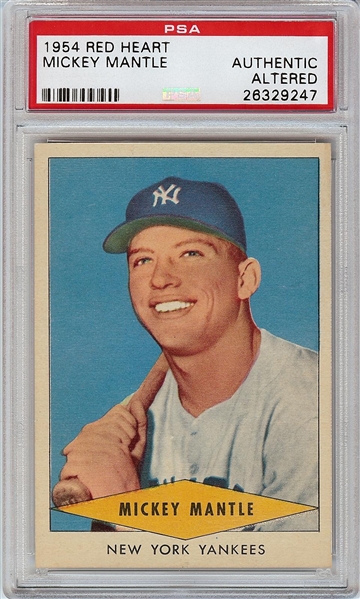 1954 Red Heart Mickey Mantle PSA Authentic