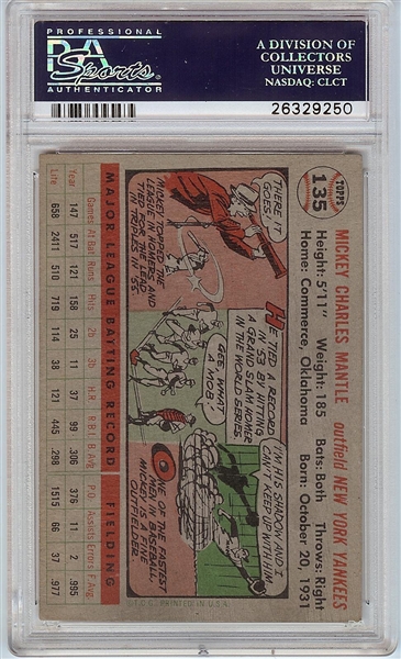 1956 Topps Mickey Mantle No. 135 PSA Authentic