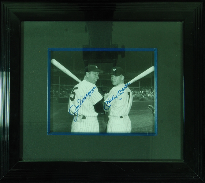 Mickey Mantle & Joe DiMaggio Signed 8x10 Framed Photo (PSA/DNA)