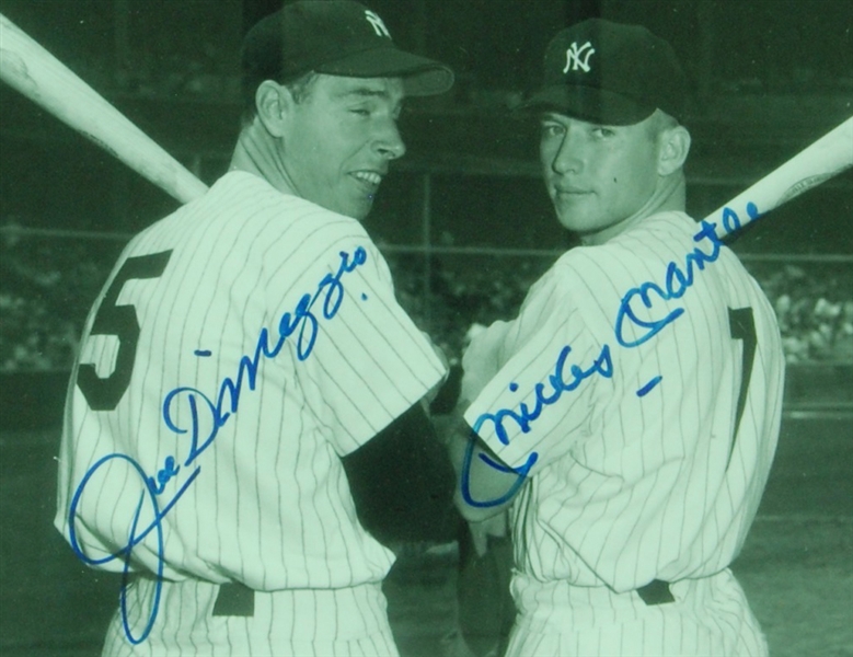 Mickey Mantle & Joe DiMaggio Signed 8x10 Framed Photo (PSA/DNA)