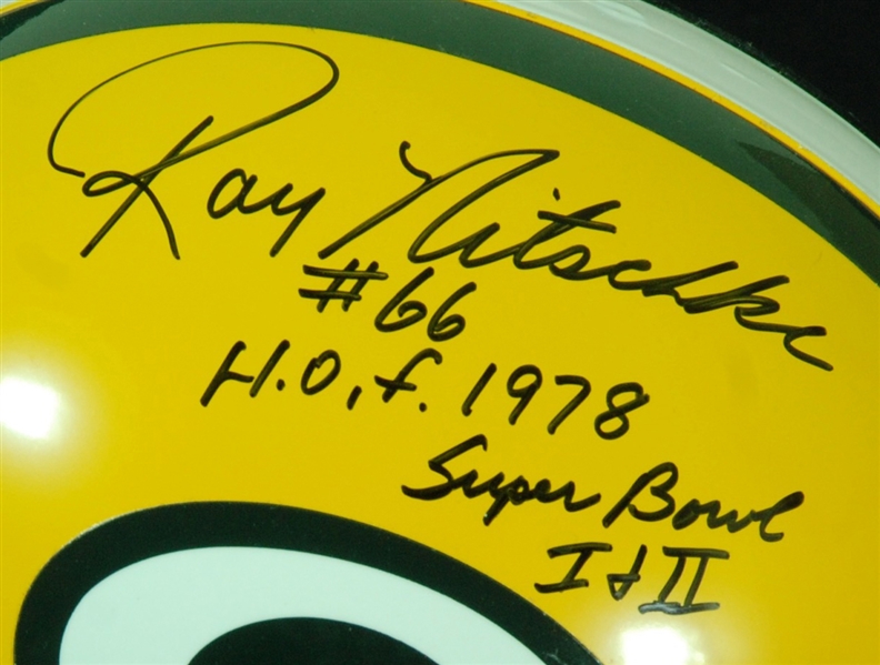 Ray Nitschke Signed Packers Full-Size Helmet Inscribed HOF 1978, Super Bowl I & II (PSA/DNA)