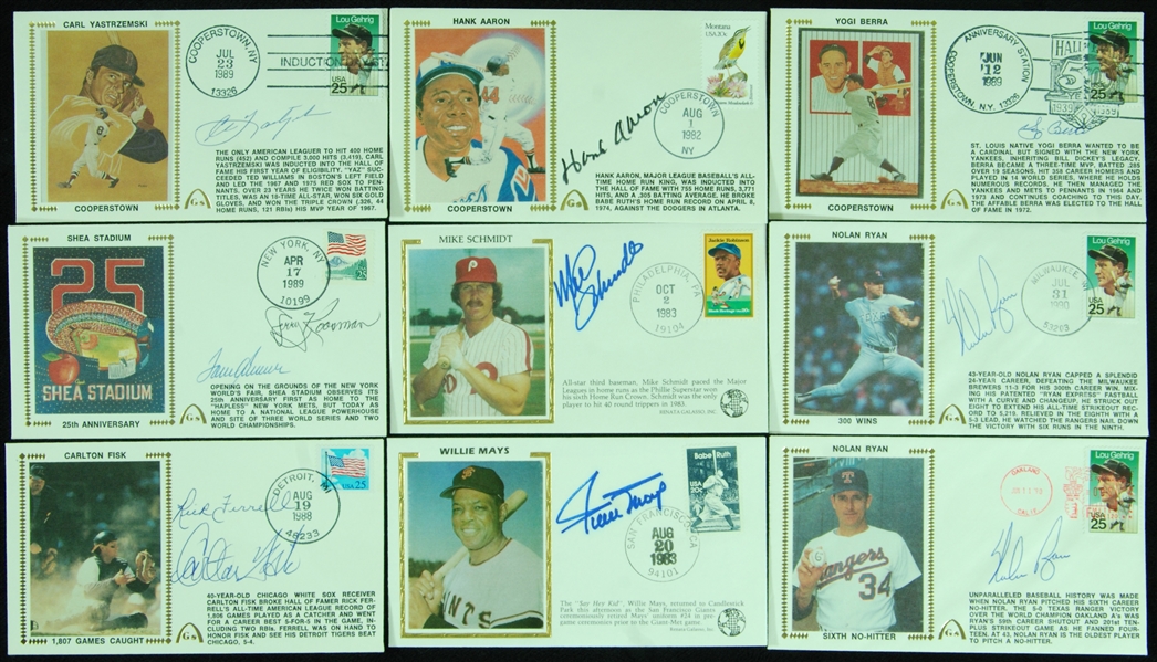 Baseball HOFers Signed FDC Group (40) with Aaron, Mays, Berra