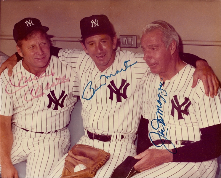 Mickey Mantle, Joe DiMaggio & Billy Martin Signed 8x10 Photo (PSA/DNA)