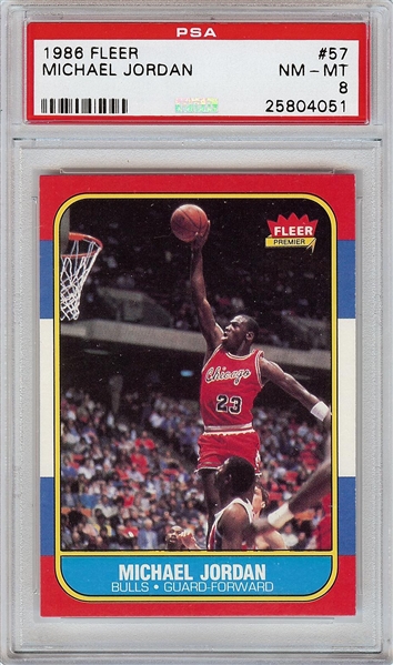 1986-87 Fleer Michael Jordan RC No. 57 PSA 8