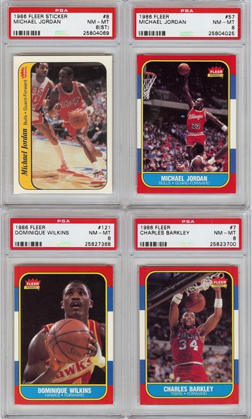 1986-87 Fleer Complete Set (132) with Michael Jordan PSA 8 (22 PSA 8s)