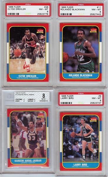 1986-87 Fleer Complete Set (132) with Michael Jordan PSA 8 (22 PSA 8s)