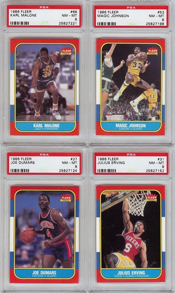 1986-87 Fleer Complete Sets Pair (2) with Michael Jordan RCs PSA 5 & PSA 6