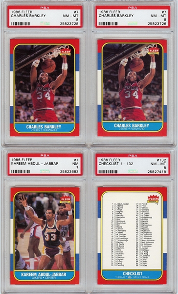 1986-87 Fleer Complete Sets Pair (2) with Michael Jordan RCs PSA 5 & PSA 6