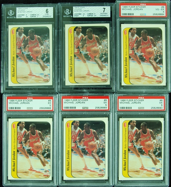 1986-87 Fleer Michael Jordan Stickers Group (6)