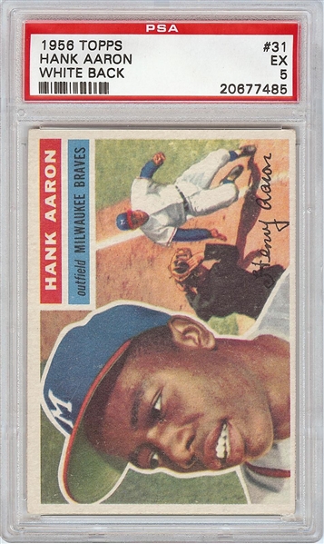 1956 Topps Hank Aaron White Back No. 31 PSA 5