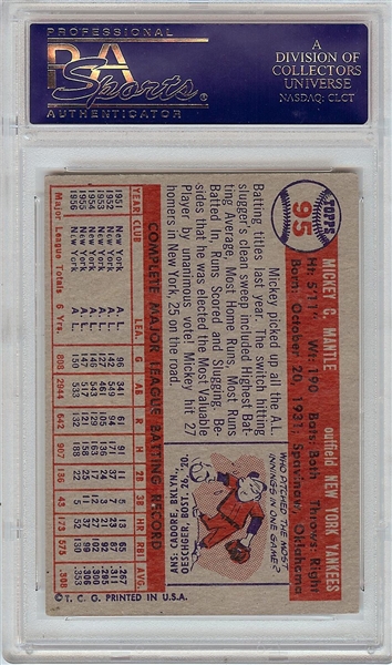 1957 Topps Mickey Mantle No. 95 PSA 4