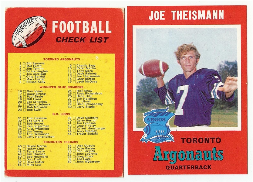 High-Grade 1971 O-Pee-Chee Canadian Football League Complete Set (132)