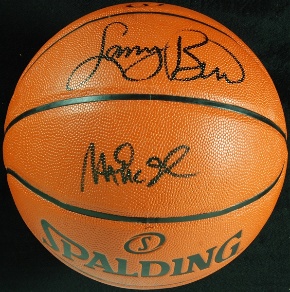 Magic Johnson & Larry Bird Signed Spalding Basketball (PSA/DNA)