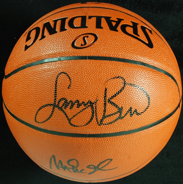 Magic Johnson & Larry Bird Signed Spalding Basketball (PSA/DNA)