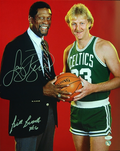 Bill Russell & Larry Bird Signed 16x20 Photo (JSA)