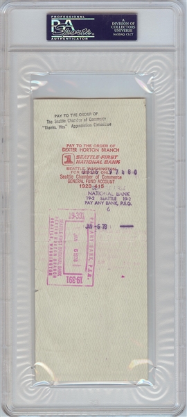 Bill Russell Signed Personal Check (1978) (Graded PSA/DNA 9)