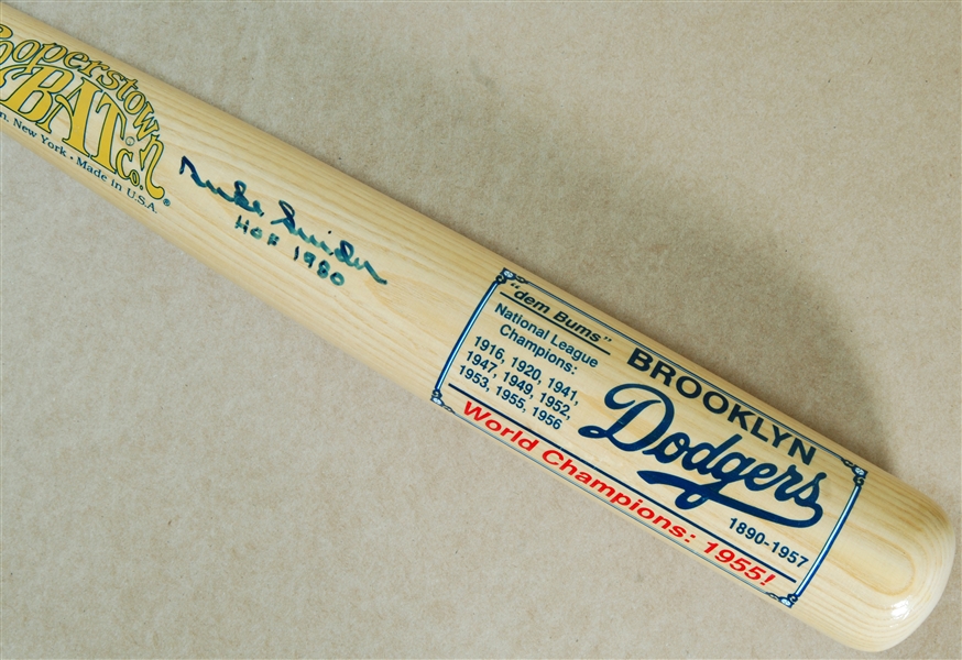 Duke Snider Signed Cooperstown Brooklyn Dodgers Logo Bat (JSA)