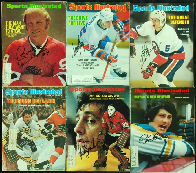 Hockey HOFer Signed Sports Illustrated Group (6) with Bobby Hull, Phil Esposito