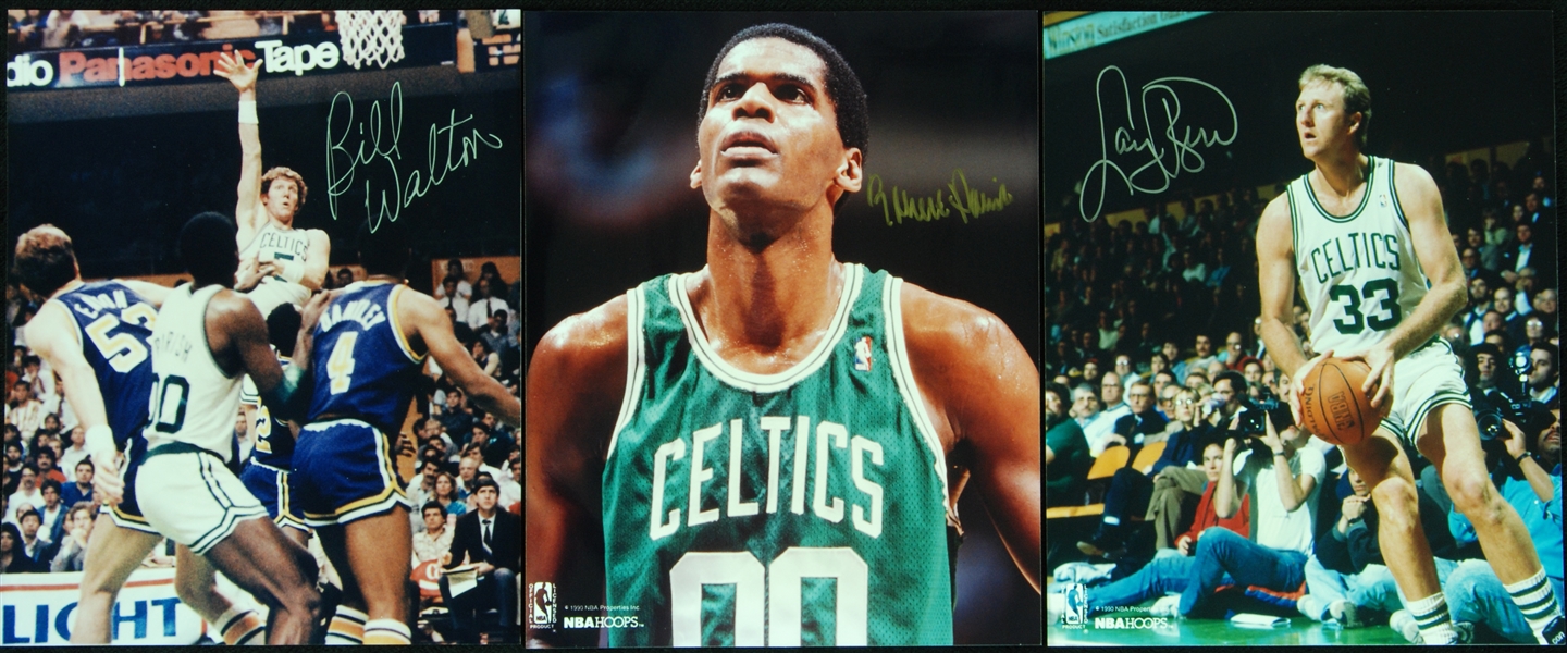 Larry Bird, Robert Parish & Bill Walton Signed Celtics 8x10 Photos (3)