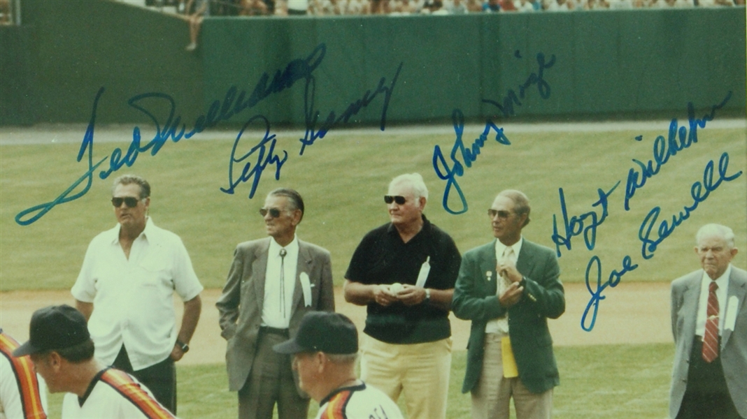 HOFers Multi-Signed 8x10 Framed Photo with Ted Williams (5) (PSA/DNA) 