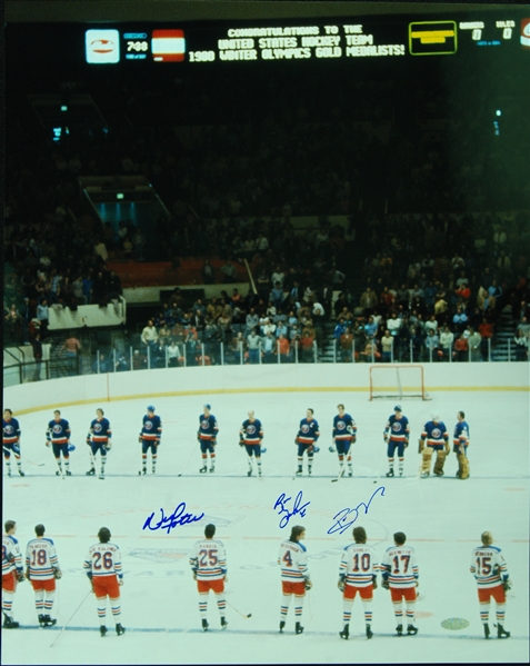 NY Rangers Signed National Anthem vs. NY Islanders 16x20 Photo (Steiner)